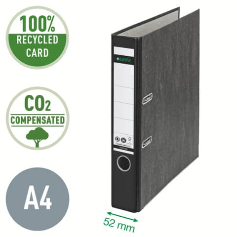 LEITZ Classeur de qualité 180°, A4, sans impact sur le climat, 52mm, noir