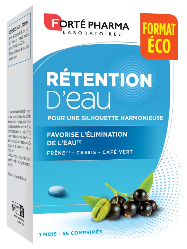 Forté Pharma Rétention d'Eau Format Éco - Élimination de L'eau - 56 Comprimés