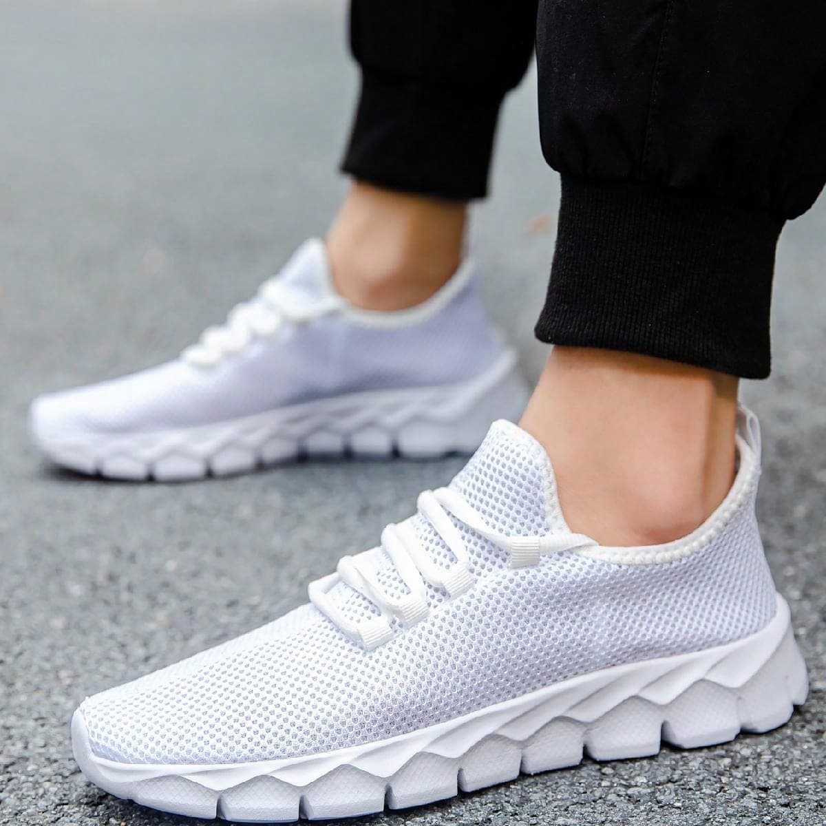 Chaussures décontractées en maille respirante, chaussures de course légères et confortables, chaussures de fitness pratiques à enfiler pour homme