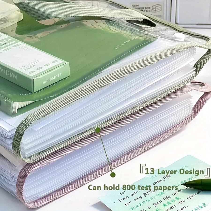 1 pièce Sac à documents de taille A4, Chemise, Sac de tutoriel de sujet portable, Sac de rangement de papier d'examen clair en PVC, Grand sac de